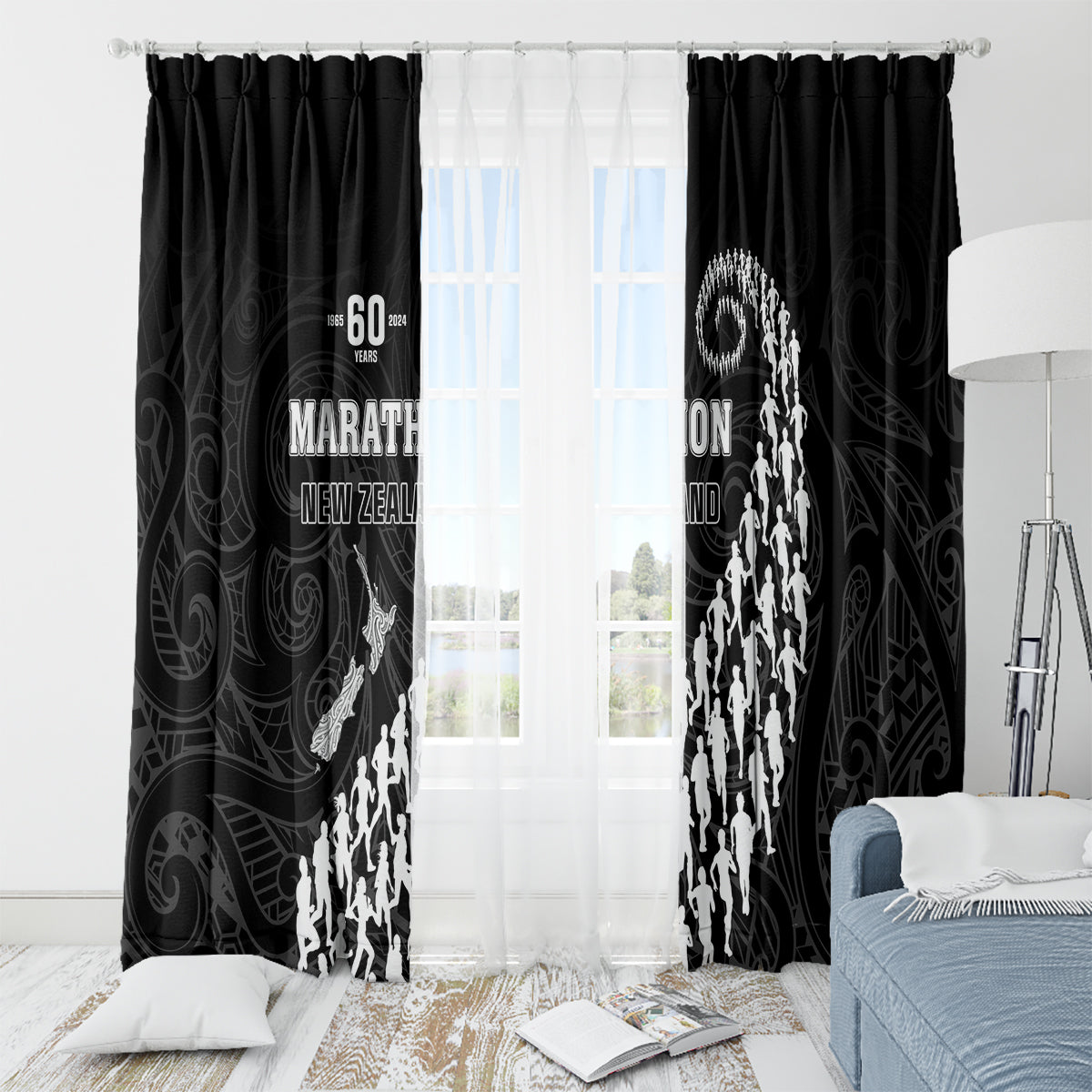 New Zealand Marathon Window Curtain Maori Style LT05 - Polynesian Pride