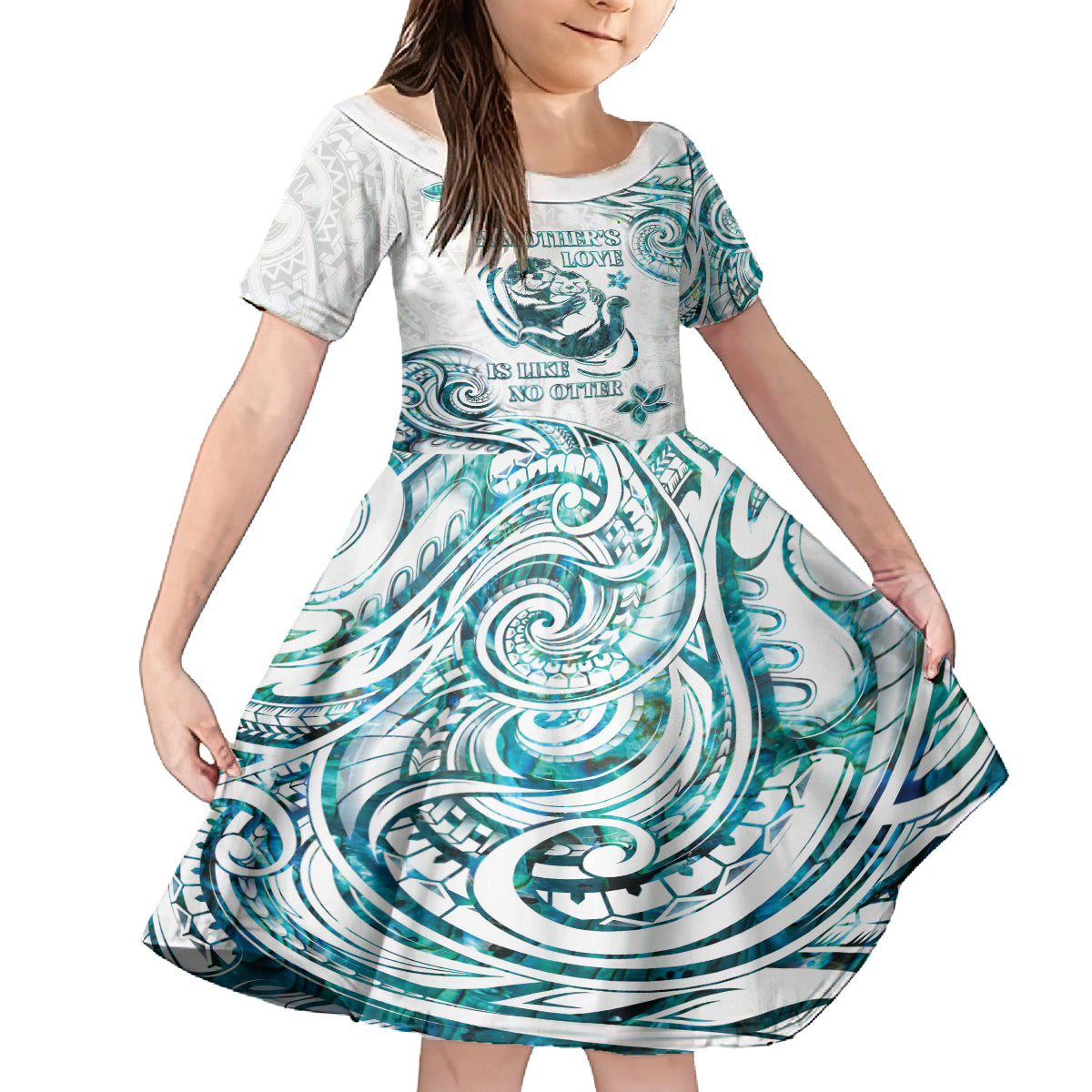 New Zealand Aotearoa Hari Ra Mama Family Matching Off The Shoulder Long Sleeve Dress and Hawaiian Shirt A Mother's Love Is Like No Otter