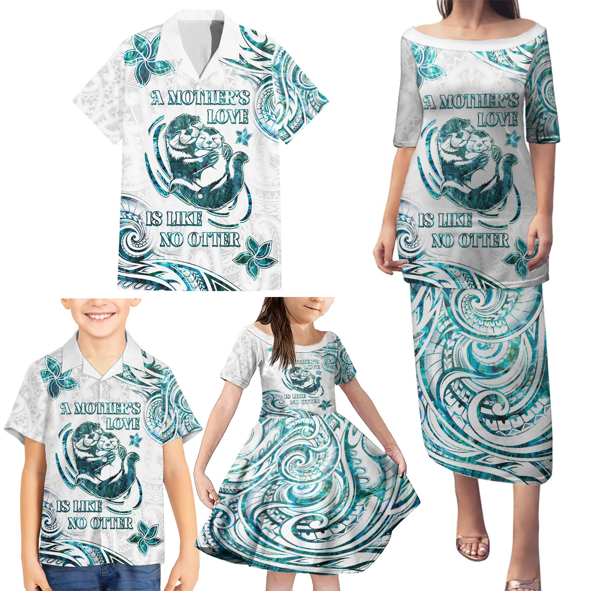 New Zealand Aotearoa Hari Ra Mama Family Matching Puletasi and Hawaiian Shirt A Mother's Love Is Like No Otter