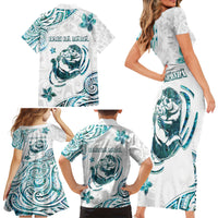 New Zealand Aotearoa Hari Ra Mama Family Matching Short Sleeve Bodycon Dress and Hawaiian Shirt A Mother's Love Is Like No Otter