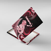 New Zealand Maori Taniwha Canvas Wall Art Silver Fern Red Version LT05 With Frame Red - Polynesian Pride