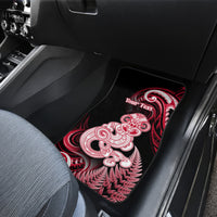 Personalised New Zealand Maori Taniwha Car Mats Silver Fern Red Version LT05 - Polynesian Pride