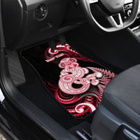 Personalised New Zealand Maori Taniwha Car Mats Silver Fern Red Version LT05 - Polynesian Pride