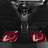Personalised New Zealand Maori Taniwha Car Mats Silver Fern Red Version LT05 Set 2pcs - Back Red - Polynesian Pride