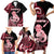 Personalised New Zealand Maori Taniwha Family Matching Short Sleeve Bodycon Dress and Hawaiian Shirt Silver Fern Red Version