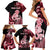 Personalised New Zealand Maori Taniwha Family Matching Short Sleeve Bodycon Dress and Hawaiian Shirt Silver Fern Red Version