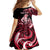 Personalised New Zealand Maori Taniwha Family Matching Summer Maxi Dress and Hawaiian Shirt Silver Fern Red Version