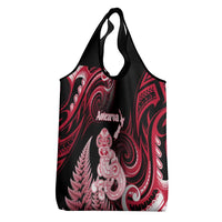 New Zealand Maori Taniwha Grocery Bag Silver Fern Red Version LT05 - Polynesian Pride