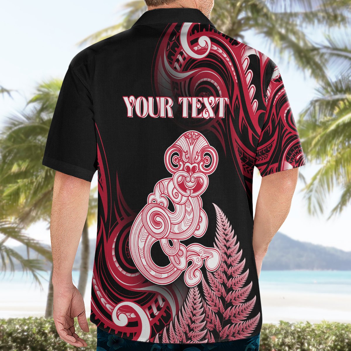 Personalised New Zealand Maori Taniwha Hawaiian Shirt Silver Fern Red Version LT05 - Polynesian Pride