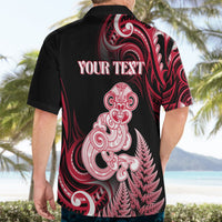Personalised New Zealand Maori Taniwha Hawaiian Shirt Silver Fern Red Version LT05 - Polynesian Pride