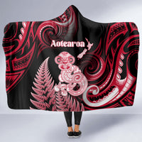 New Zealand Maori Taniwha Hooded Blanket Silver Fern Red Version LT05 - Polynesian Pride
