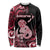 Personalised New Zealand Maori Taniwha Long Sleeve Shirt Silver Fern Red Version