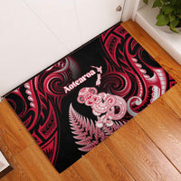New Zealand Maori Taniwha Rubber Doormat Silver Fern Red Version LT05 Red - Polynesian Pride