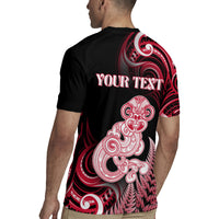 Personalised New Zealand Maori Taniwha Rugby Jersey Silver Fern Red Version
