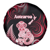 New Zealand Maori Taniwha Spare Tire Cover Silver Fern Red Version LT05 - Polynesian Pride