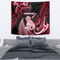 New Zealand Maori Taniwha Tapestry Silver Fern Red Version LT05 - Polynesian Pride