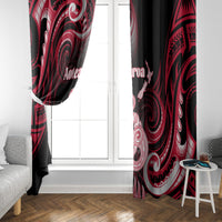 New Zealand Maori Taniwha Window Curtain Silver Fern Red Version LT05 - Polynesian Pride
