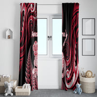 New Zealand Maori Taniwha Window Curtain Silver Fern Red Version LT05 - Polynesian Pride