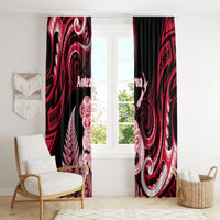 New Zealand Maori Taniwha Window Curtain Silver Fern Red Version LT05 - Polynesian Pride