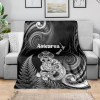 New Zealand Maori Taniwha Blanket Silver Fern Black Version LT05 - Polynesian Pride