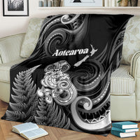New Zealand Maori Taniwha Blanket Silver Fern Black Version LT05 - Polynesian Pride