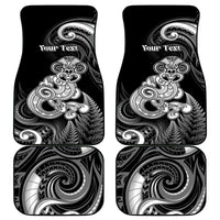 Personalised New Zealand Maori Taniwha Car Mats Silver Fern Black Version LT05 - Polynesian Pride