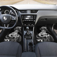 Personalised New Zealand Maori Taniwha Car Mats Silver Fern Black Version LT05 Set 2pcs - Front Black - Polynesian Pride