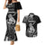 Personalised New Zealand Maori Taniwha Couples Matching Mermaid Dress and Hawaiian Shirt Silver Fern Black Version