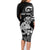 Personalised New Zealand Maori Taniwha Family Matching Long Sleeve Bodycon Dress and Hawaiian Shirt Silver Fern Black Version