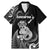 Personalised New Zealand Maori Taniwha Family Matching Mermaid Dress and Hawaiian Shirt Silver Fern Black Version