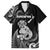 Personalised New Zealand Maori Taniwha Family Matching Puletasi and Hawaiian Shirt Silver Fern Black Version