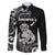 Personalised New Zealand Maori Taniwha Family Matching Puletasi and Hawaiian Shirt Silver Fern Black Version