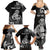 Personalised New Zealand Maori Taniwha Family Matching Summer Maxi Dress and Hawaiian Shirt Silver Fern Black Version