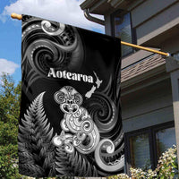 New Zealand Maori Taniwha Garden Flag Silver Fern Black Version LT05 - Polynesian Pride