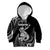 Personalised New Zealand Maori Taniwha Kid Hoodie Silver Fern Black Version