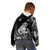 Personalised New Zealand Maori Taniwha Kid Hoodie Silver Fern Black Version