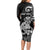 Personalised New Zealand Maori Taniwha Long Sleeve Bodycon Dress Silver Fern Black Version