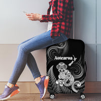 New Zealand Maori Taniwha Luggage Cover Silver Fern Black Version