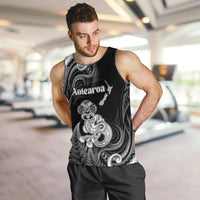 Personalised New Zealand Maori Taniwha Men Tank Top Silver Fern Black Version LT05 Black - Polynesian Pride