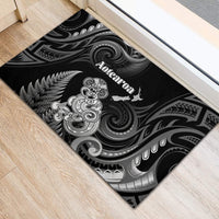 New Zealand Maori Taniwha Rubber Doormat Silver Fern Black Version LT05 - Polynesian Pride