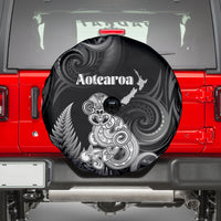New Zealand Maori Taniwha Spare Tire Cover Silver Fern Black Version LT05 - Polynesian Pride