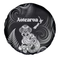 New Zealand Maori Taniwha Spare Tire Cover Silver Fern Black Version LT05 - Polynesian Pride