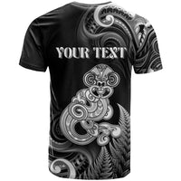 Personalised New Zealand Maori Taniwha T Shirt Silver Fern Black Version