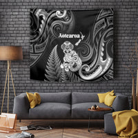 New Zealand Maori Taniwha Tapestry Silver Fern Black Version LT05 - Polynesian Pride