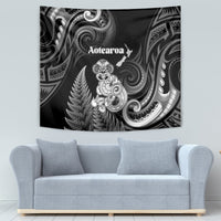 New Zealand Maori Taniwha Tapestry Silver Fern Black Version LT05 - Polynesian Pride