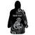 Personalised New Zealand Maori Taniwha Wearable Blanket Hoodie Silver Fern Black Version