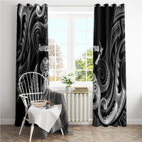 New Zealand Maori Taniwha Window Curtain Silver Fern Black Version LT05 - Polynesian Pride
