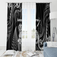 New Zealand Maori Taniwha Window Curtain Silver Fern Black Version LT05 - Polynesian Pride