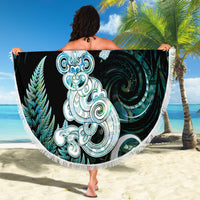 New Zealand Maori Taniwha Beach Blanket Silver Fern Paua Shell Version LT05 - Polynesian Pride