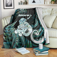 New Zealand Maori Taniwha Blanket Silver Fern Paua Shell Version LT05 Turquoise - Polynesian Pride
